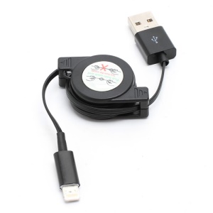 Retractable Charge Sync Data Cable for iPhone 5 / iPod Touch 5 / iPod Nano 7 / iPad Mini / iPad 4 - Black