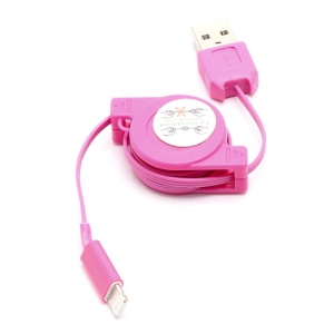 Retractable Charge Sync Data Cable for iPhone 5 / iPod Touch 5 / iPod Nano 7 / iPad Mini / iPad 4 - Rose