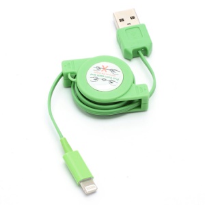 Retractable Charge Sync Data Cable for iPhone 5 / iPod Touch 5 / iPod Nano 7 / iPad Mini / iPad 4 - Green