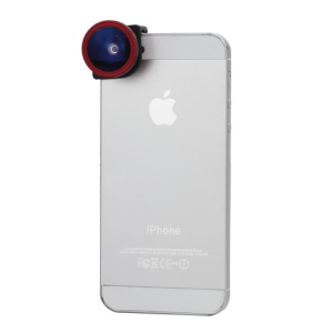3in1 Fisheye Lens + Wide Angle + Micro Lens Phone Kit Set for iPhone 5 - Black / Red