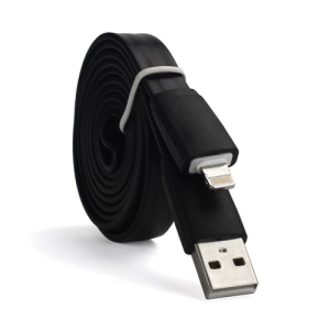 Noodle Design Lightning 8 Pin USB Data Charging Cable for iPhone 5 iPod Touch 5 iPad 4 iPad Mini, Length: 1M - Black