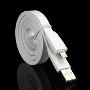 Noodle Design Lightning 8 Pin USB Data Charging Cable for iPhone 5 iPod Touch 5 iPad 4 iPad Mini, Length: 1M - White