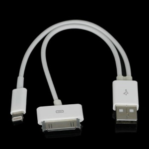 8 Pin + 30 Pin to USB Cable Charger Cord for iPhone 5 4S iPod Touch 5 Nano 7