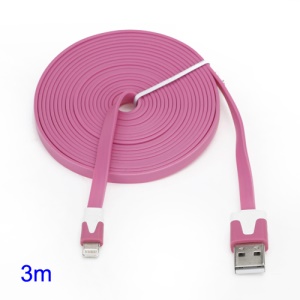 3M Two-tone Noodle USB Sync Data Charger Cable iPhone 5 iPad 4 iPad Mini iPod Touch 5 Nano 7 - White / Pink