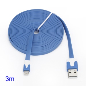 3M Two-tone Noodle USB Sync Data Charger Cable iPhone 5 iPad 4 iPad Mini iPod Touch 5 Nano 7 - White / Blue
