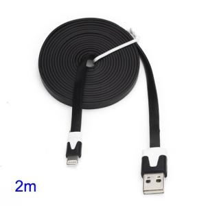 2M Two-color Noodle-Shaped 8 Pin USB Sync Data Charging Cable for iPhone 5 iPad 4 iPad Mini iPod Touch 5 Nano 7 - White / Black