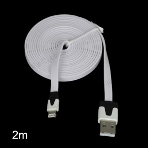 2M Two-color Noodle-Shaped 8 Pin USB Sync Data Charging Cable for iPhone 5 iPad 4 iPad Mini iPod Touch 5 Nano 7 - Black / White