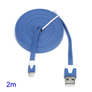 2M Two-color Noodle-Shaped 8 Pin USB Sync Data Charging Cable for iPhone 5 iPad 4 iPad Mini iPod Touch 5 Nano 7 - White / Blue