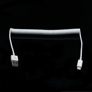 2M Apple iPhone iPad iPod 8 Pin USB Spiral Coiled Charger Sync Data Cable - White