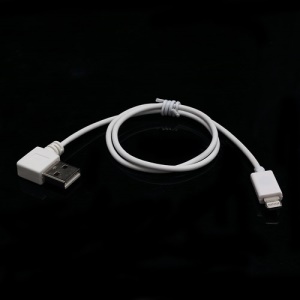 Right Angled 90 Degree USB to 8 Pin Sync Charger Cable for iPhone 5 iPad Mini iPod Touch 5 - White