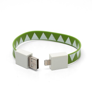 Bracelet 8pin Lightning to USB Data Charging Cable for iPhone 5 iPad iPod - Green / White Triangle