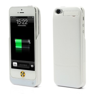 2200mAh Backup External Battery Power Pack Case with Stand for iPhone 5 - White