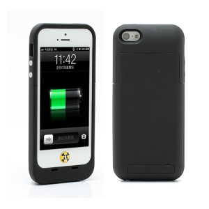 2500mAh Juice Power Pack Backup Battery Case with Stand for iPhone 5 - Black