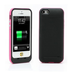 2500mAh Juice Power Pack Backup Battery Case with Stand for iPhone 5 - Rose