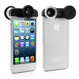4in1 Detachable Lens Kit Fish Eye Fisheye + Wide Angle + Micro Lens for iPhone 5