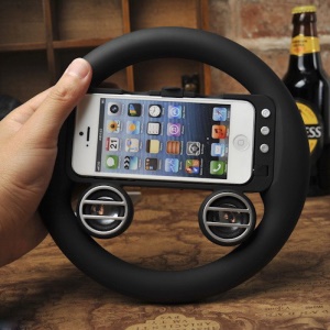 2 in 1 Racing Game Gaming Wheel Controller and Built-in Speaker for iPhone 5 - Black