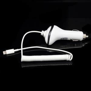 Retractable Cable 8 Pin Lightning Car Charger for iPhone 5 iPad 4 Mini iPod Touch 5 Nano 7