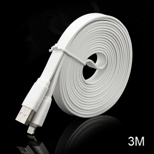 3M Noodle-Shaped 8 Pin USB Data Sync Charge Cable for iPhone 5 / iPad 4 / iPad Mini / iPod Touch 5 Nano 7 - White