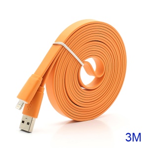 3M Noodle-Shaped 8 Pin USB Data Sync Charge Cable for iPhone 5 / iPad 4 / iPad Mini / iPod Touch 5 Nano 7 - Orange