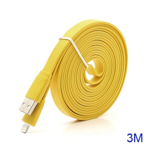 3M Noodle-Shaped 8 Pin USB Data Sync Charge Cable for iPhone 5 / iPad 4 / iPad Mini / iPod Touch 5 Nano 7 - Yellow