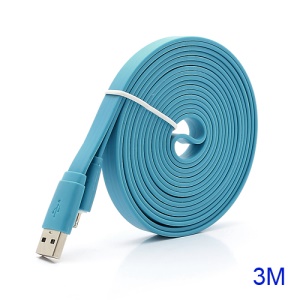 3M Noodle-Shaped 8 Pin USB Data Sync Charge Cable for iPhone 5 / iPad 4 / iPad Mini / iPod Touch 5 Nano 7 - Baby Blue