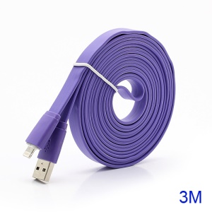 3M Noodle-Shaped 8 Pin USB Data Sync Charge Cable for iPhone 5 / iPad 4 / iPad Mini / iPod Touch 5 Nano 7 - Purple