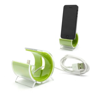 Latest C-Shaped Desktop Stand Sync Dock Cradle with Lightning 8 Pin Cable for iPhone 5 - Green