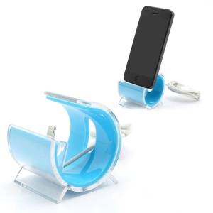 Latest C-Shaped Desktop Stand Sync Dock Cradle with Lightning 8 Pin Cable for iPhone 5 - Blue