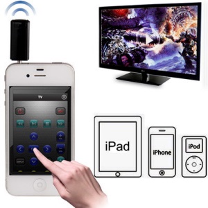 Universal Wireless 3.5mm IR Transmitter Remote Control Adapter for iPhone 5 / 4S / 4 iPad iPod - Black