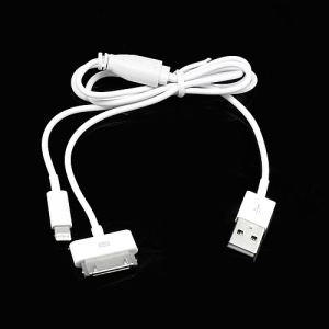 2 in 1 Lightning 8 Pin + 30 Pin Sync Charging USB Cable for iPhone 5 / 4S / 4 iPad Mini / 4 / 3 / 2 iPod