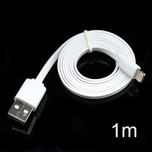 Noodle Style 1M Lightning 8 Pin to USB Data Cable Cord for iPhone 5 iPod Touch 5 iPod Nano 7 iPad Mini - White