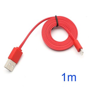 Noodle Style 1M Lightning 8 Pin to USB Data Cable Cord for iPhone 5 iPod Touch 5 iPod Nano 7 iPad Mini - Red
