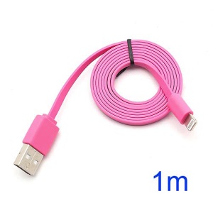 Noodle Style 1M Lightning 8 Pin to USB Data Cable Cord for iPhone 5 iPod Touch 5 iPod Nano 7 iPad Mini - Pink