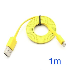 Noodle Style 1M Lightning 8 Pin to USB Data Cable Cord for iPhone 5 iPod Touch 5 iPod Nano 7 iPad Mini - Yellow