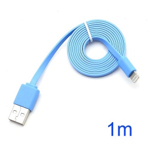 Noodle Style 1M Lightning 8 Pin to USB Data Cable Cord for iPhone 5 iPod Touch 5 iPod Nano 7 iPad Mini - Baby Blue