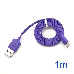 Noodle Style 1M Lightning 8 Pin to USB Data Cable Cord for iPhone 5 iPod Touch 5 iPod Nano 7 iPad Mini - Purple