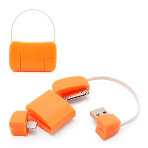Mini Handbag Lightning + 30 Pin Sync Charger USB Cable for iPhone 5 / 4S / 4 iPad Mini / 4 / 3 / 2 iPod - Orange