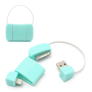Mini Handbag Lightning + 30 Pin Sync Charger USB Cable for iPhone 5 / 4S / 4 iPad Mini / 4 / 3 / 2 iPod - Blue