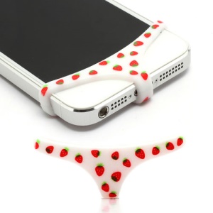 Sexy Mini Panties Silicone Protective Home Buttom Key Cover for iPhone 4 4S 5 - Strawberry Pattern