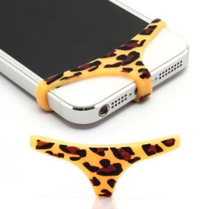 Sexy Mini Panties Silicone Protective Home Buttom Key Cover for iPhone 4 4S 5 - Leopard / Orange