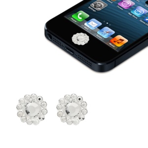 2Pcs/Pack Bling Rhinestone Home Button Sticker for iPhone 5 4S 4 3GS 3G iPad iPod Touch - Crystal