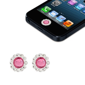 2Pcs/Pack Bling Rhinestone Home Button Sticker for iPhone 5 4S 4 3GS 3G iPad iPod Touch - Rose