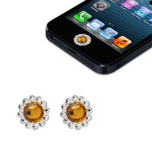 2Pcs/Pack Bling Rhinestone Home Button Sticker for iPhone 5 4S 4 3GS 3G iPad iPod Touch - Orange