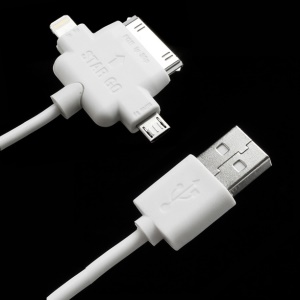 3 in 1 Micro + Apple 8pin + Samsug Galaxy Tab 30pin USB Sync Charger Cable for iPad 4 iPad Mini iPhone 5 Samsung HTC Sony LG