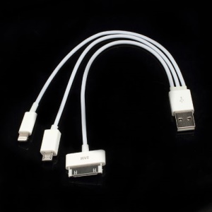 4 in 1 Samsung 30pin + Apple 30pin + Apple 8-pin + MicroUSB for iPhone 5 4 4S iPad Samsung Galaxy Tab Smartphones