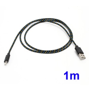 Woven Lightning 8pin USB Data Sync Charge Cable for iPhone 5 / iPad 4 / iPad Mini / iPod Touch 5 Nano 7 - Black