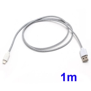 Woven Lightning 8pin USB Data Sync Charge Cable for iPhone 5 / iPad 4 / iPad Mini / iPod Touch 5 Nano 7 - White