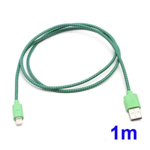 Woven Lightning 8pin USB Data Sync Charge Cable for iPhone 5 / iPad 4 / iPad Mini / iPod Touch 5 Nano 7 - Green