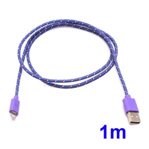 Woven Lightning 8pin USB Data Sync Charge Cable for iPhone 5 / iPad 4 / iPad Mini / iPod Touch 5 Nano 7 - Purple