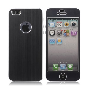 Luxury Brushed Metal Aluminium Full Body Decal Sticker for iPhone 5 - Black